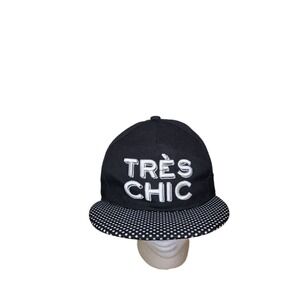 Tres Chic Snapback Hat Black White Polka Dot Flat Brim Streetwear Cap OSFA